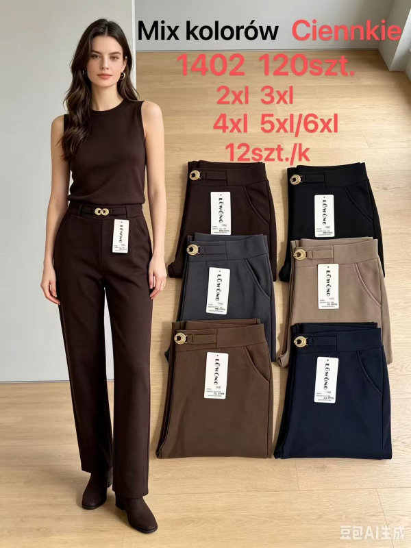 Spodnie damskie Roz 2XL-6XL, Mix Kolor Paczka 12 szt
